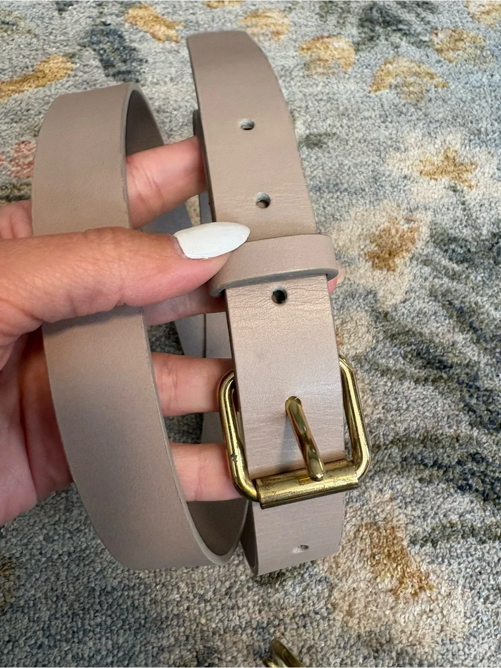 J. Crew Rose Gray Purple Skinny Italian Leather Belt Size Large - Picture 1 of 5